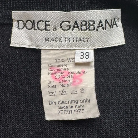 DOLCE & GABBANA cashmere & silk blend light knit long line short sleeve sweater - Picture 2 of 8